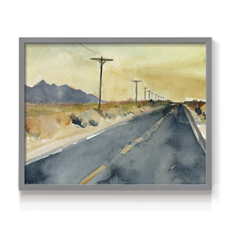 Déserté autoroute II - reproduction encadrée - réarmable, H 22 po x l 28 po, Gris