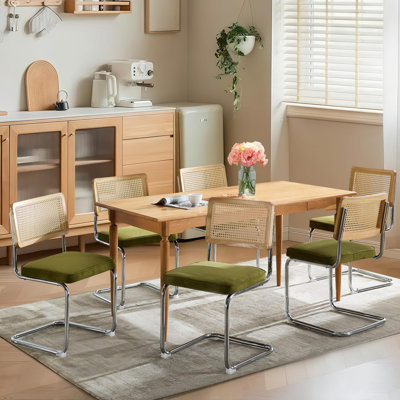 Crumley Upholstered Side Chair With Cane Rattan Back And Steel Frame