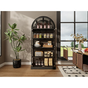 Arched Glass Display Cabinet With LED Lights - Multi-Functional Storage For Living Room/Kitchen/Office, Adjustable Color Temp & DIY Combination