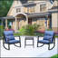 Ensemble de bistro 3 pièces pour terrasse avec coussin bleu pour jardin