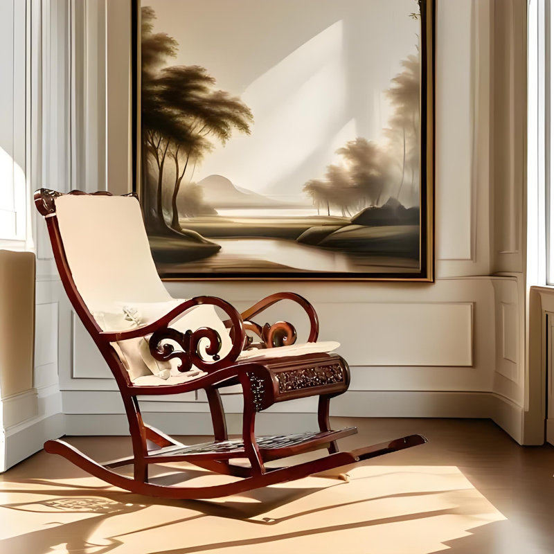 Fauteuil à bascule rétro en bois massif de qualité