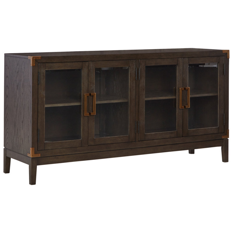 Burkhaus Dark Brown Oak Dining Server with Glass Doors
