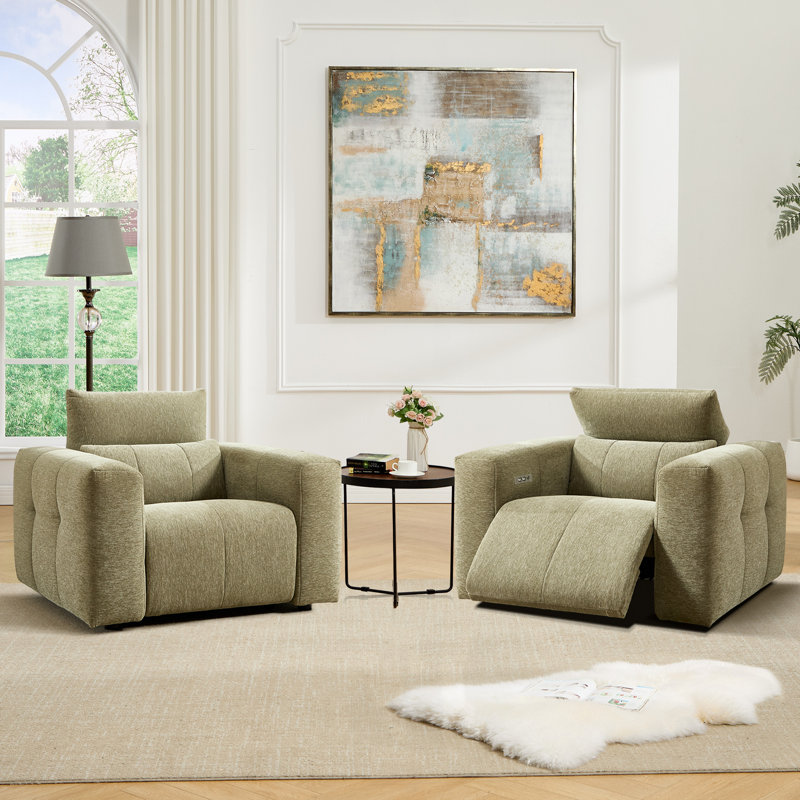 Fauteuil inclinable électrique surdimensionné de 46,9 po de largeur avec appui-tête réglable manuellement (ensemble de 2)