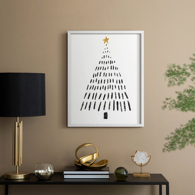 Christmas Tree Framed Print - Solid Wood, 11'' H x 9'' W, White
