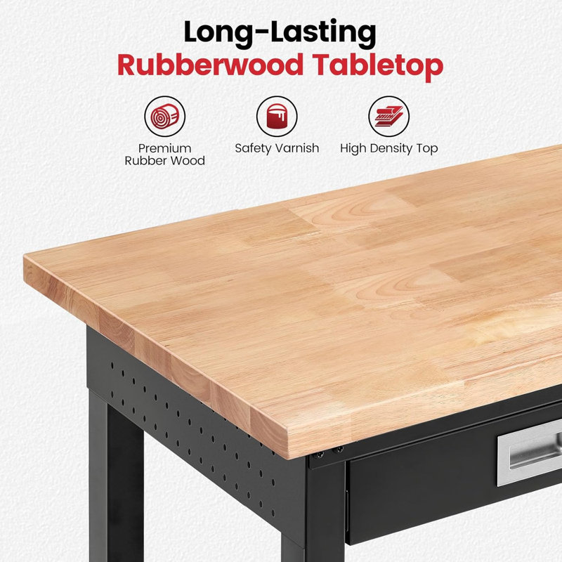 Workbench with Drawers Work Bench for Garage Adjustable Heavy Duty Garage Workbench with Shelf Bracket,Power Outlets