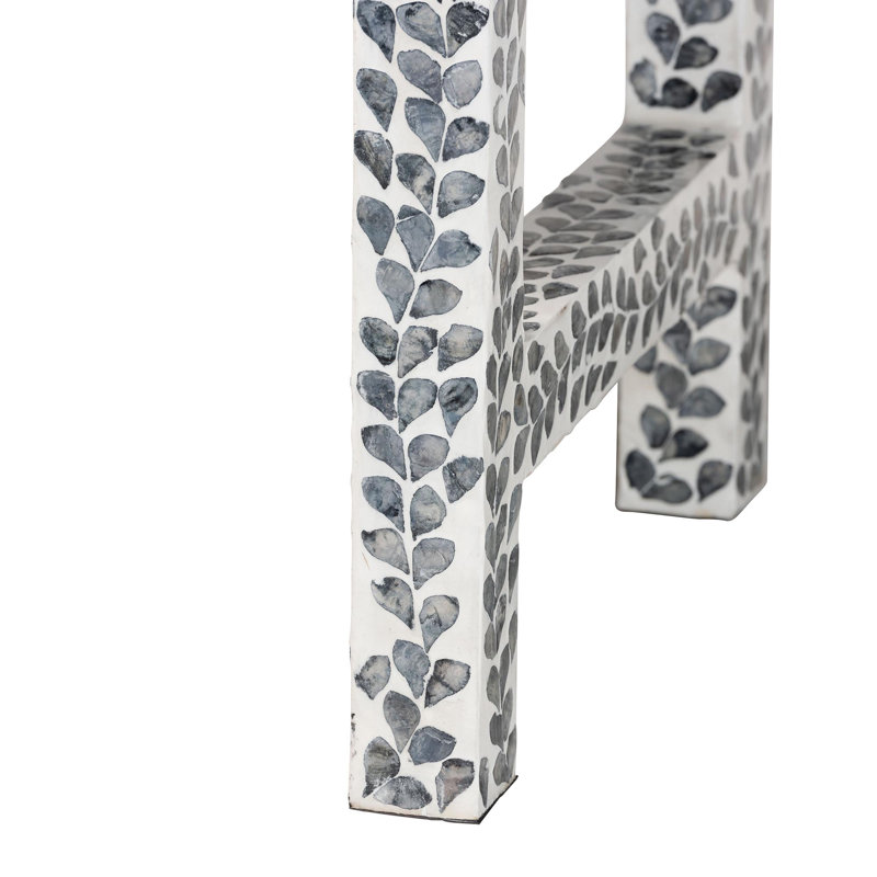 Bali & Pari Diata Coastal Black And White Mother Of Pearl Capiz Shell 2-Drawer Console Table