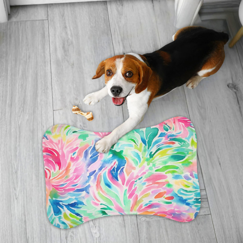 Abstract Paint Patterns - Bone Shape Feeding Mat