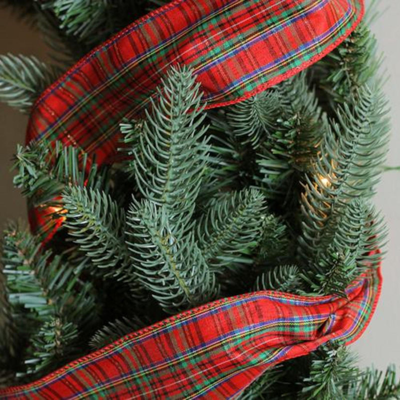 Ruban d'artisanat de Noël filaire rouge et bleu 2,5 po x 10 verges