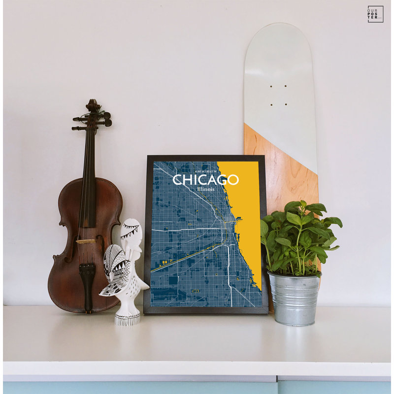« chicago city map », reproduction d’impression sur affiche, H 27,6 po x l 19,7 po