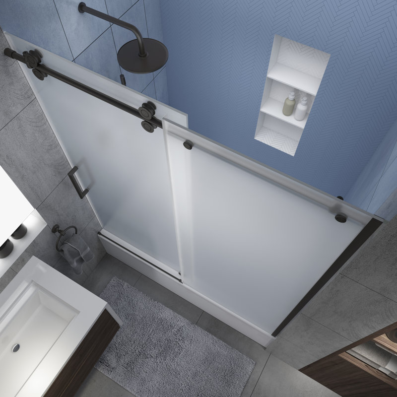 56" - 60" W x 70" H Sliding Frameless Tub Door, Bronze