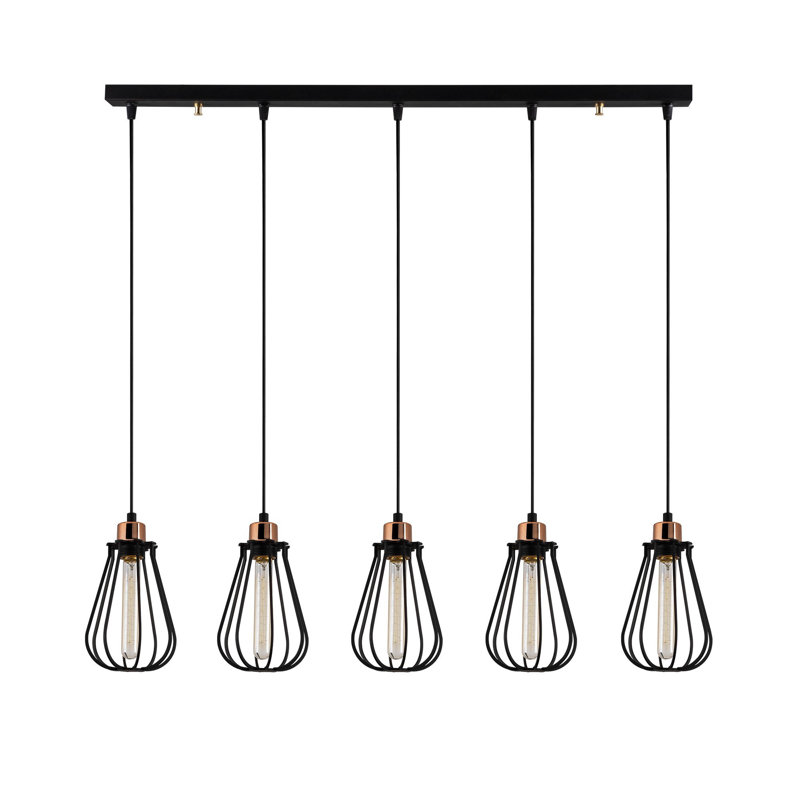 Luminaire suspendu géométrique à 5 lumières pour îlot de cuisine Crewe