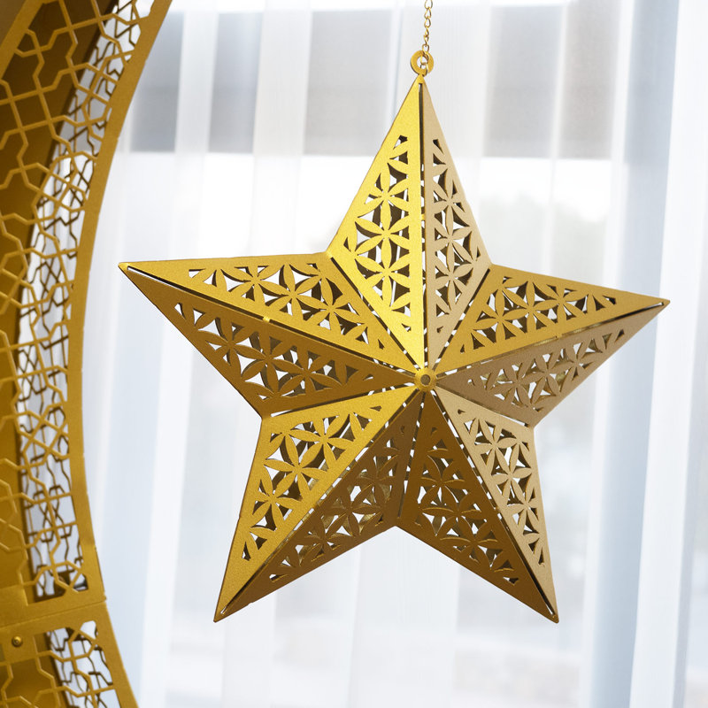 Décoration 3D 3D Ramadan lune en métal, Doré, H 43 po x l 30 po x P 6 po