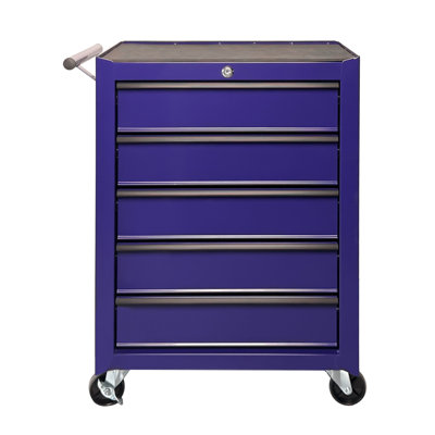 Rolling Metal Tool Chest with 5 Drawers, 20" 5-Drawer Tool Chest Cabinet with Ball Bearing Drawer Slides, Steel Tool Storage Box Organizer -PURPLE