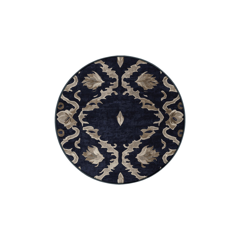 Machine Washable Gray Area Rug, Round 6'