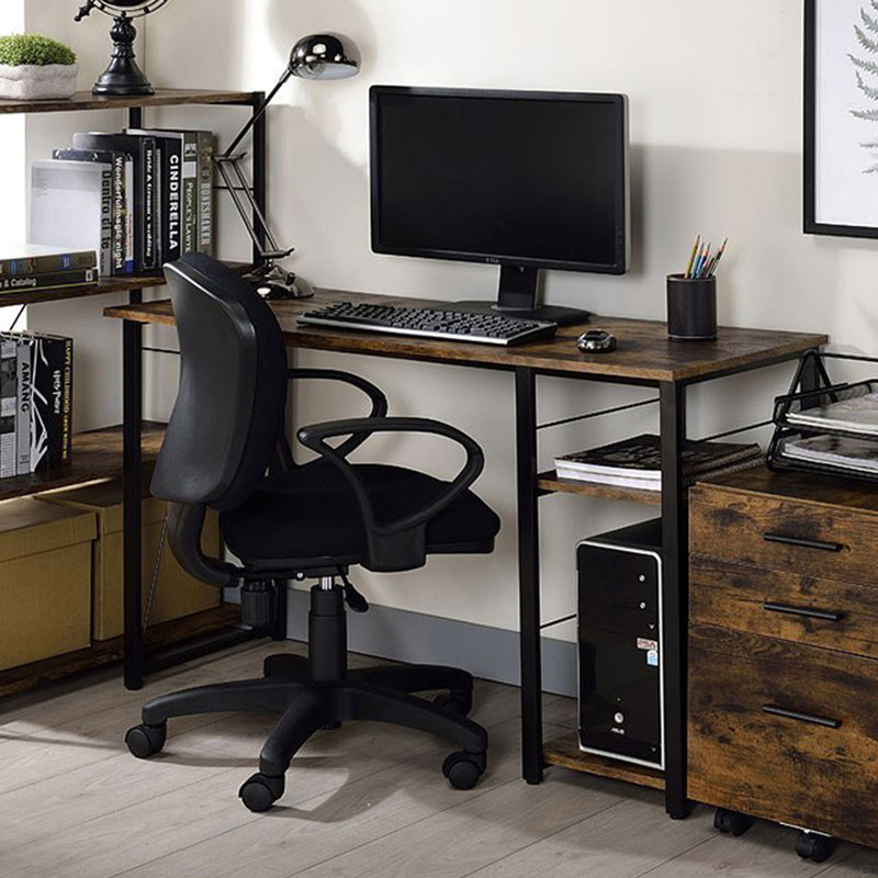 Bureau d'écriture rectangulaire avec tablette à 2 niveaux, Brun