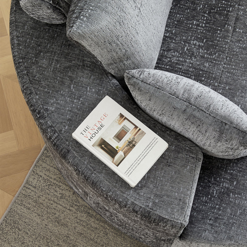 Chaise pivotante 55 po en chenille simple L, Gris clair