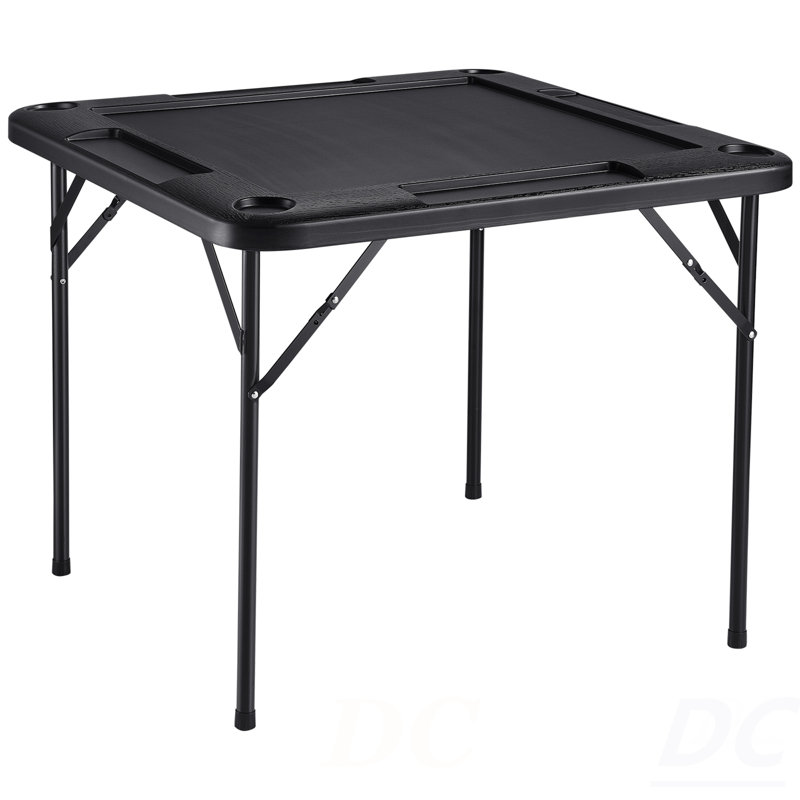 Table Mahjong Table pliante pour 4 joueurs et 4 porte-gobelets noirs, table, Noir