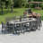 Dining set suitable for outdoor swimming pool, garden and lawn, including a large rectangular table and 10 high-quality chairs .-812194777