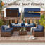 Ensemble de conversation modulaire en rotin pour 8 personnes avec coussins-452086264-463747204
