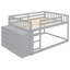 Lit double superposé au-dessus gris avec rangement pratique, structure en bois massif, idéal pour l'organisation de la chambre à coucher et le style 4 tiroirs et 3 tablettes, pin fonctionnel-1025604624-1025604626