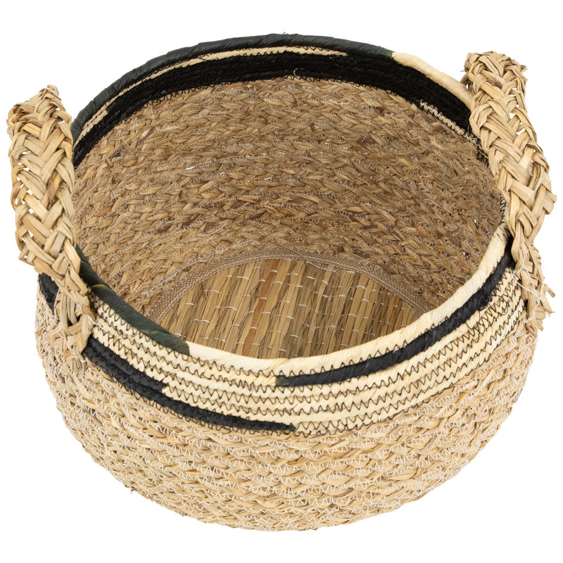 Ensemble de 3 paniers de rangement kaki et noir en tresse de mer avec poignées 13,75 po