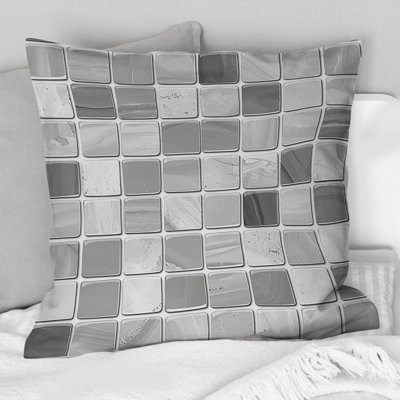 Grey Mosaic Tiles I - Modern Throw Pillow