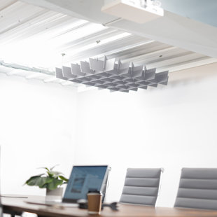 VIVO Acoustic Ceiling Waffle Panel, 45" x 45" Hanging Sound Absorber, Light Gray