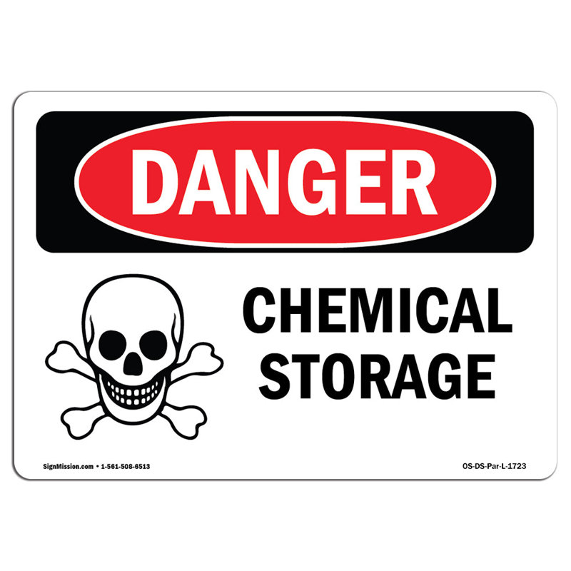 Chemical Storage Sign, 12" H x 18" W x 0.1" D