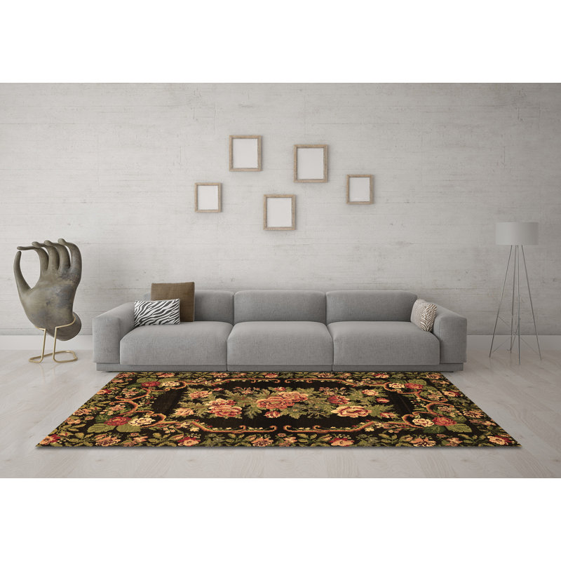 Tapis brun lavable à la machine Manucy Traditional 471, Carré 8 pi