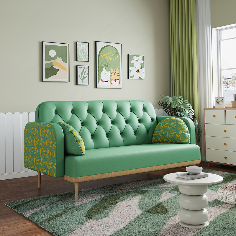 Canapé moderne à deux places à motif avec coussins décoratifs moelleux pour une assise confortable