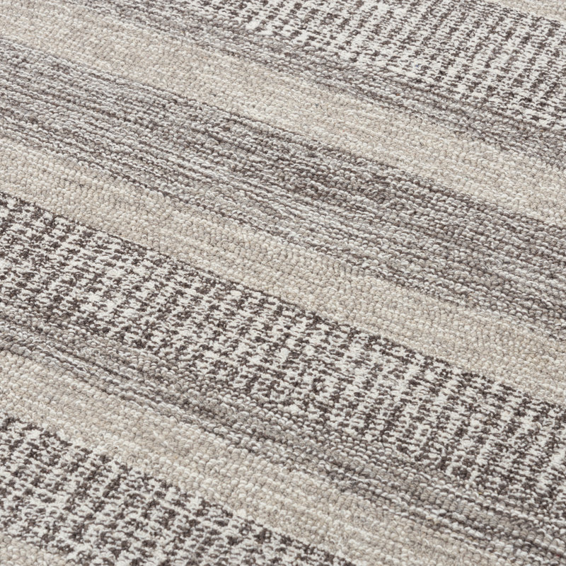 Tapis brun / naturel en laine touffeté à la main à rayures Overlea, Rectangle 5 pi x 7 pi 6 po