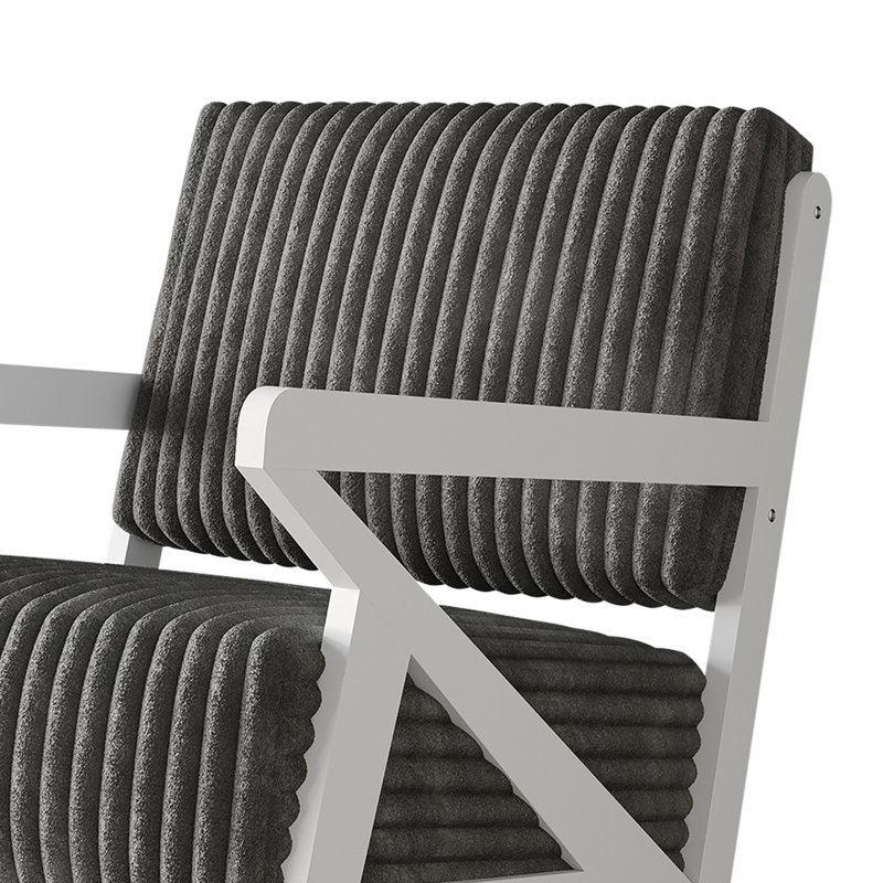 Fauteuil d'appoint en velours, Gris, Blanc