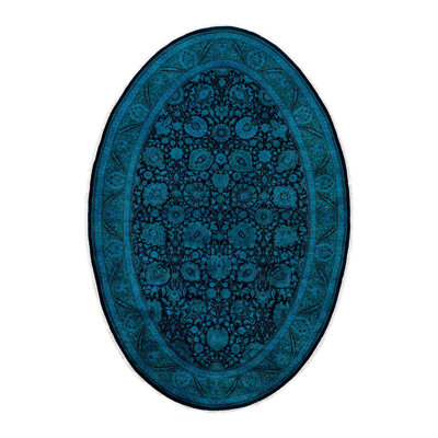 Osbaldo One-of-a-Kind 6'1" X 9'1" New Age Wool Area Rug in Blue