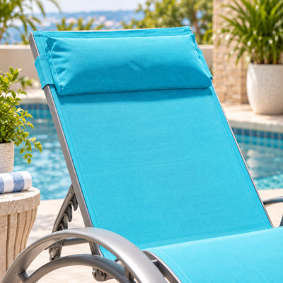 Ensemble de 2 chaises longues d'extérieur Resta, chaises de piscine réglables en aluminium avec revêtement en polyester enduit de PVC