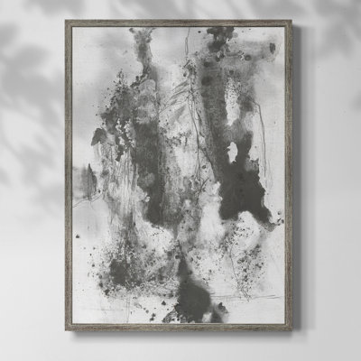 Graphite abstrait III, reproduction encadrée - bois massif