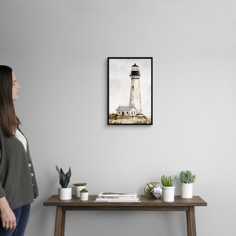 «Rustic Lighthouse II» par Ethan Harper, reproduction d'art graphique sur toile, Cadre flottant noir