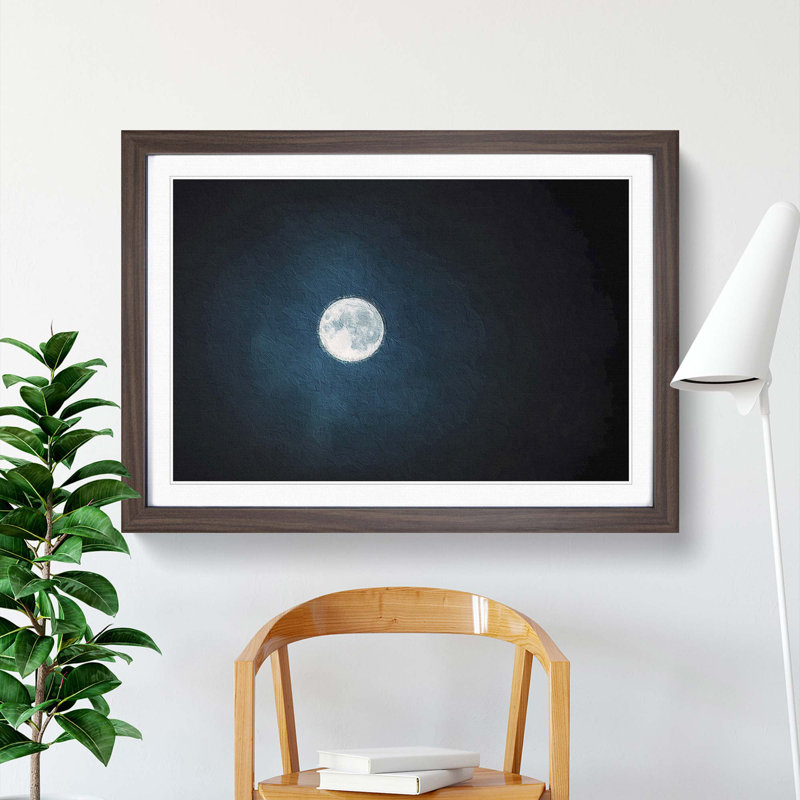 The Full Moon at Midnight - Picture Frame Painting Print, 48cm H x 65cm W x 2cm D, Walnut Framed