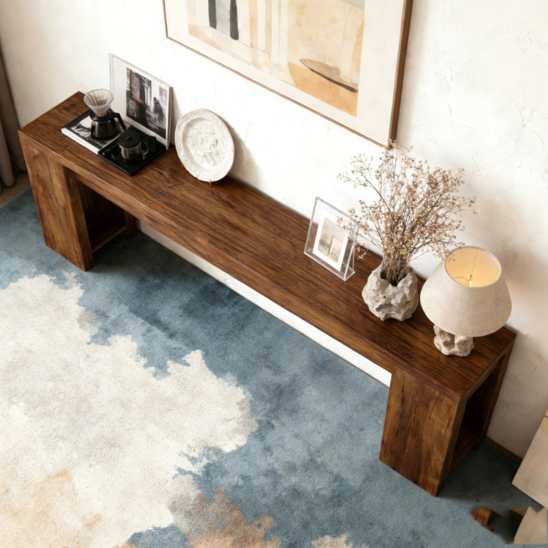 Farmhouse Wood Sofa Table Entryway Table, Rustic Brown
