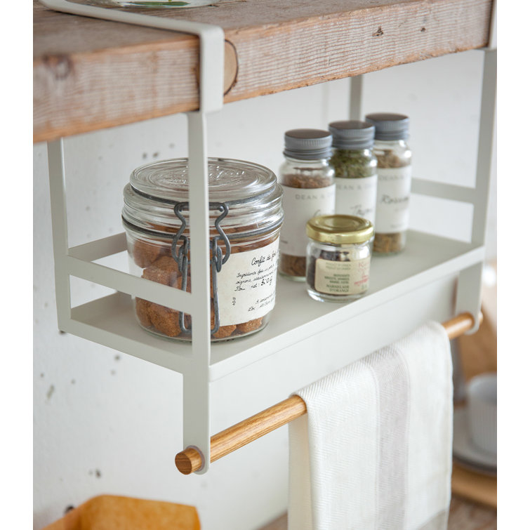 Tosca Yamazaki Home Under Shelf Spice Rack, Kitchen Storage, Cabinet  Organizer, Plastic + Wood