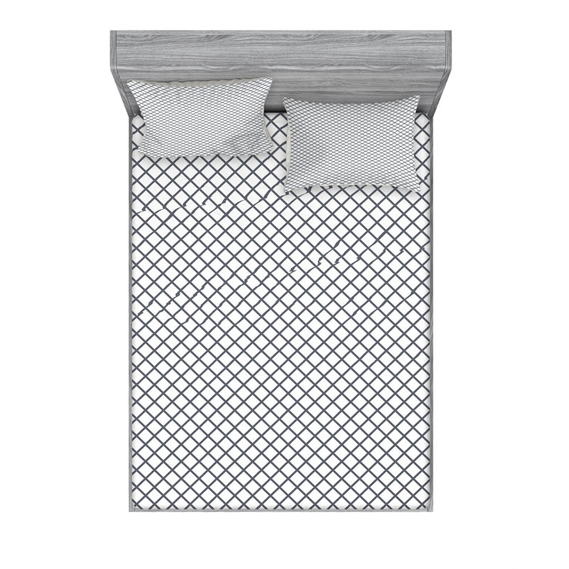 Microfiber Sheet Set, Full/Double Sheet Set with Fitted Sheet, Geometric, Black/White