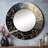 Golden Branch Tree Luminous Tangle I - Trees Large Round Mirror-97183415