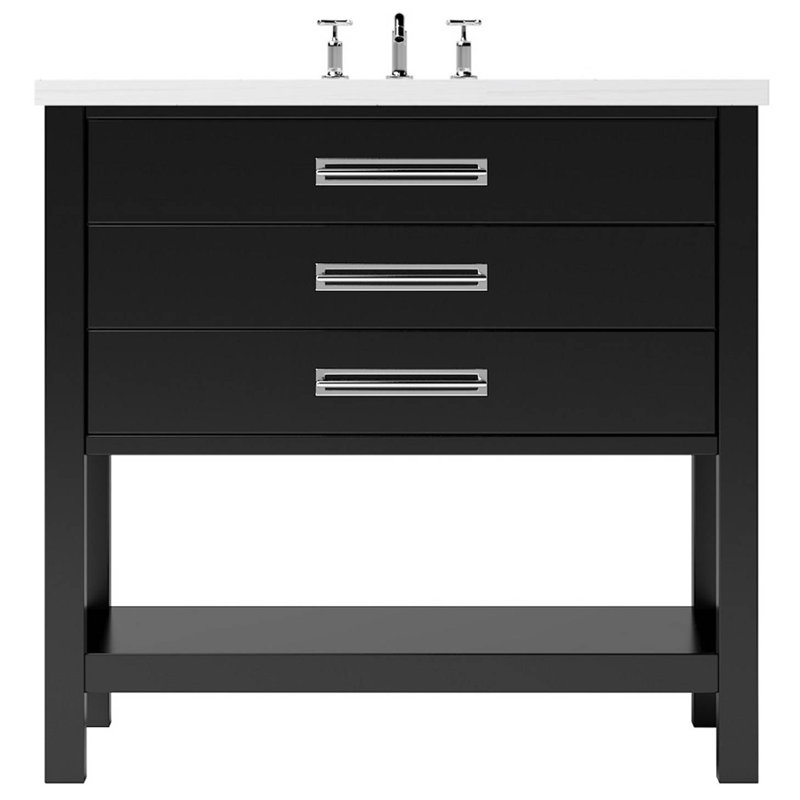 Kiawah Three-Drawer Single Bath Vanity, Noir, Polished Chrome, 42"