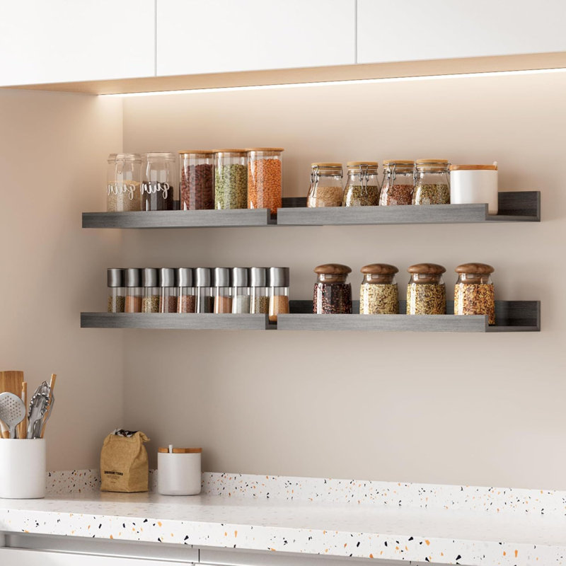 Floating wall shelf for decorative storage, set of 6, 1.7'' H x 15.7'' W x 5.1'' D
