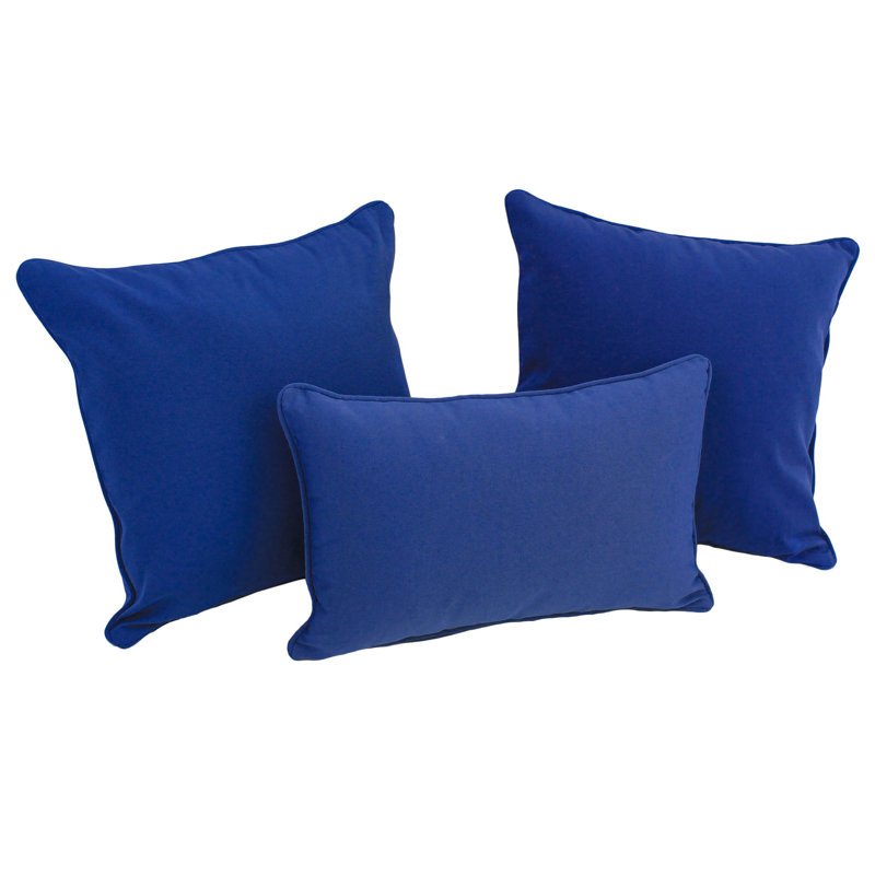  3 Piece Throw Pillow Set, Royal Blue