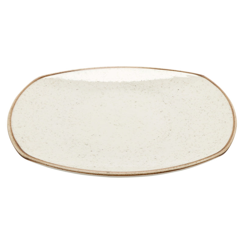G.E.T. High-Strength Porcelain Square Dinner Plate, 12", Beige (Set of 12)