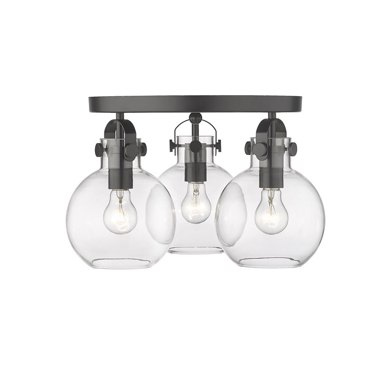 Plafonnier encastré 3 lumières Slocomb, Transparent, Noir mat