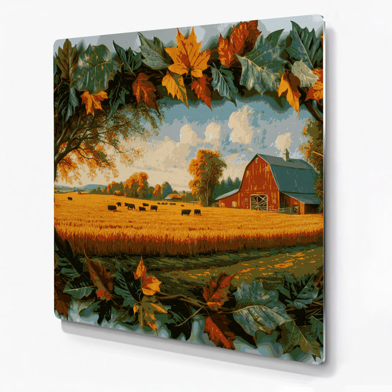 «Farm Farm», art mural en métal brun, H 32 po x l 32 po