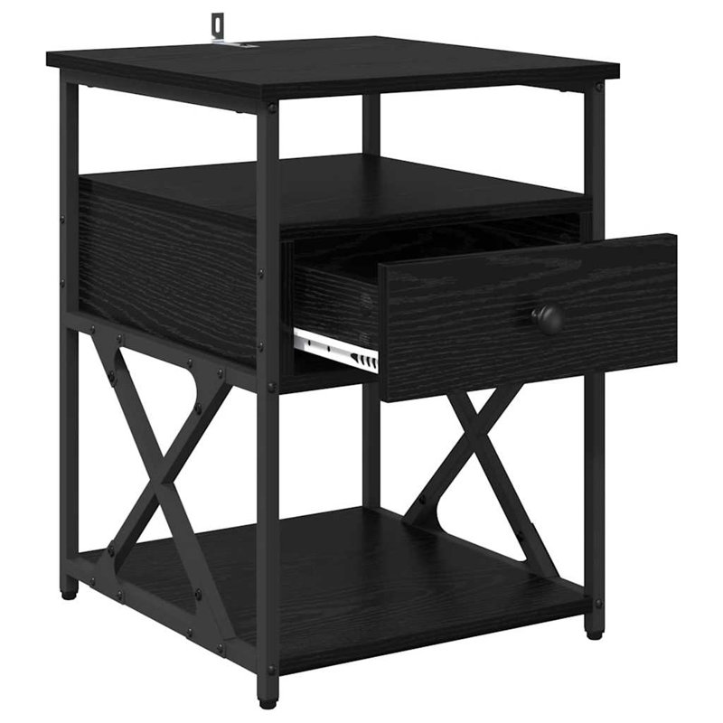 40 cm W Bedside Table, Black Oak