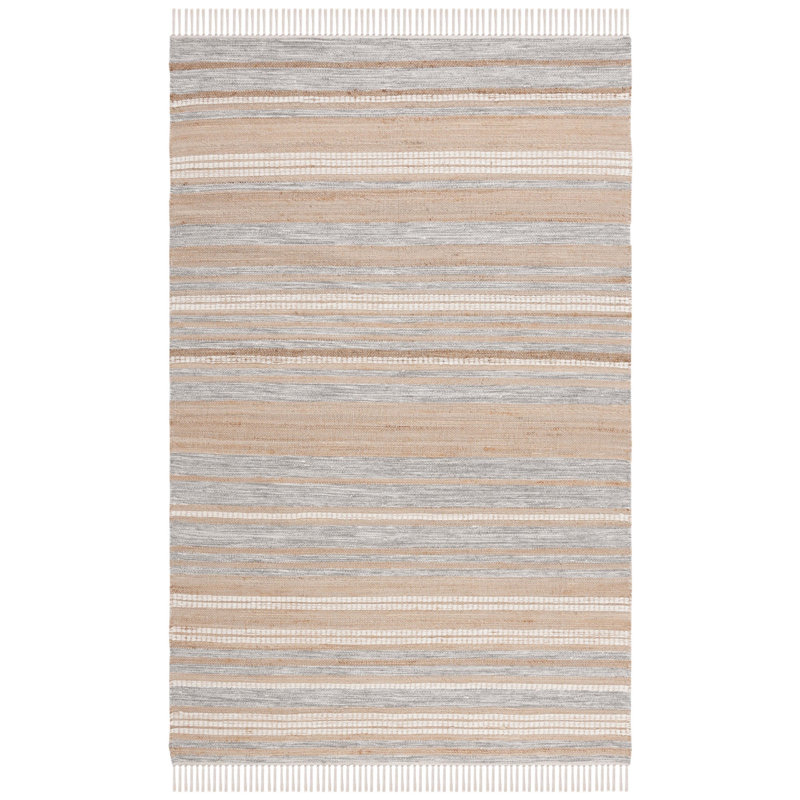 Caspen Hand Woven Jute, Wool Striped Rug, Rectangle 4' x 6'