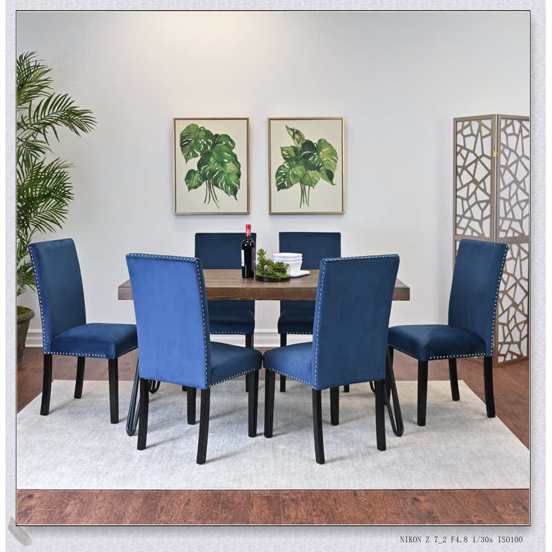Ensemble de salle à manger 7 pièces Ashzo, table à épingle Mid-Century moderne avec 6 chaises confortables, Gris clair